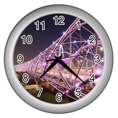 Helixbridge Bridge Lights Night Wall Clocks (silver)  by Amaryn4rt