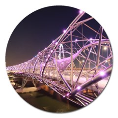 Helixbridge Bridge Lights Night Magnet 5  (round) by Amaryn4rt