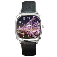 Helixbridge Bridge Lights Night Square Metal Watch by Amaryn4rt