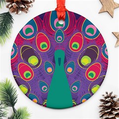 Peacock Bird Animal Feathers Ornament (round)  by Amaryn4rt