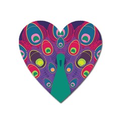 Peacock Bird Animal Feathers Heart Magnet by Amaryn4rt