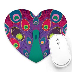 Peacock Bird Animal Feathers Heart Mousepads by Amaryn4rt