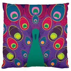 Peacock Bird Animal Feathers Large Cushion Case (two Sides) by Amaryn4rt