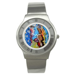 Graffiti Wall Color Artistic Stainless Steel Watch by Amaryn4rt