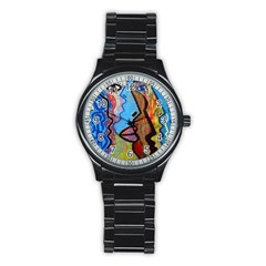 Graffiti Wall Color Artistic Stainless Steel Round Watch by Amaryn4rt