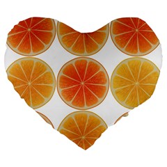 Orange Discs Orange Slices Fruit Large 19  Premium Flano Heart Shape Cushions by Amaryn4rt