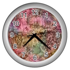 Texture Background Spring Colorful Wall Clocks (silver)  by Amaryn4rt