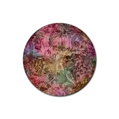 Texture Background Spring Colorful Rubber Round Coaster (4 pack) 