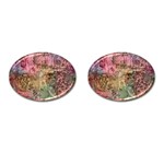 Texture Background Spring Colorful Cufflinks (Oval) Front(Pair)