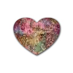 Texture Background Spring Colorful Rubber Coaster (Heart) 