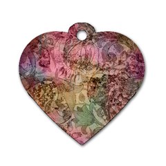 Texture Background Spring Colorful Dog Tag Heart (One Side)