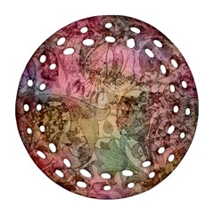 Texture Background Spring Colorful Round Filigree Ornament (2Side)