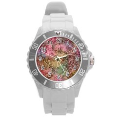 Texture Background Spring Colorful Round Plastic Sport Watch (L)