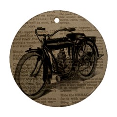 Vintage Collage Motorcycle Indian Round Ornament (two Sides)  by Amaryn4rt