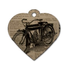 Vintage Collage Motorcycle Indian Dog Tag Heart (one Side) by Amaryn4rt