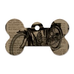 Vintage Collage Motorcycle Indian Dog Tag Bone (one Side) by Amaryn4rt