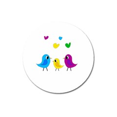 Bird Family Magnet 3  (round) by Valentinaart