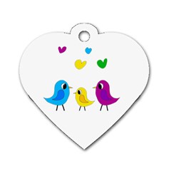 Bird Family Dog Tag Heart (two Sides) by Valentinaart