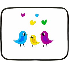 Bird Family Double Sided Fleece Blanket (mini)  by Valentinaart