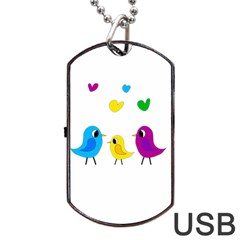 Bird Family Dog Tag Usb Flash (two Sides)  by Valentinaart