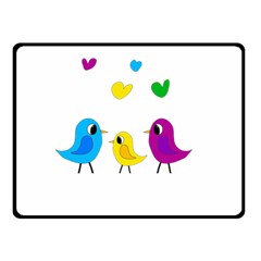 Bird Family Double Sided Fleece Blanket (small)  by Valentinaart