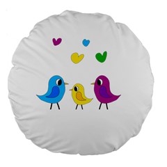 Bird Family Large 18  Premium Flano Round Cushions by Valentinaart