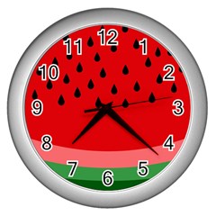 Watermelon  Wall Clocks (silver)  by Valentinaart