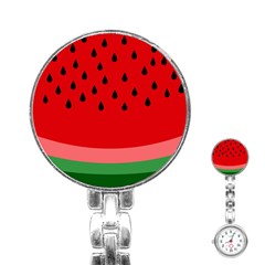 Watermelon  Stainless Steel Nurses Watch by Valentinaart