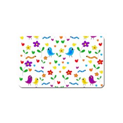 Cute Birds And Flowers Pattern Magnet (name Card) by Valentinaart