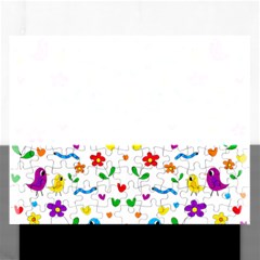 Cute Birds And Flowers Pattern Rectangular Jigsaw Puzzl by Valentinaart