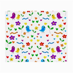 Cute Birds And Flowers Pattern Small Glasses Cloth by Valentinaart