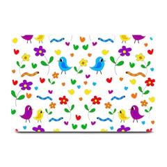 Cute Birds And Flowers Pattern Plate Mats by Valentinaart