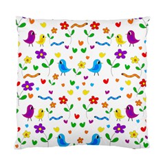 Cute Birds And Flowers Pattern Standard Cushion Case (two Sides) by Valentinaart