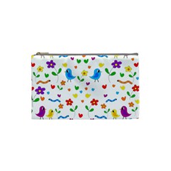 Cute Birds And Flowers Pattern Cosmetic Bag (small)  by Valentinaart