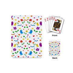 Cute Birds And Flowers Pattern Playing Cards (mini)  by Valentinaart