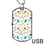 Cute birds and flowers pattern Dog Tag USB Flash (Two Sides)  Front