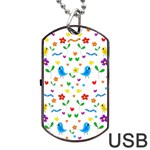 Cute birds and flowers pattern Dog Tag USB Flash (Two Sides)  Back