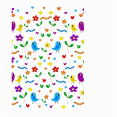 Cute Birds And Flowers Pattern Large Garden Flag (two Sides) by Valentinaart