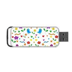 Cute Birds And Flowers Pattern Portable Usb Flash (one Side) by Valentinaart