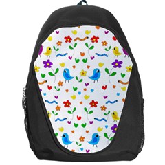 Cute Birds And Flowers Pattern Backpack Bag by Valentinaart