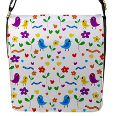 Cute Birds And Flowers Pattern Flap Messenger Bag (s) by Valentinaart