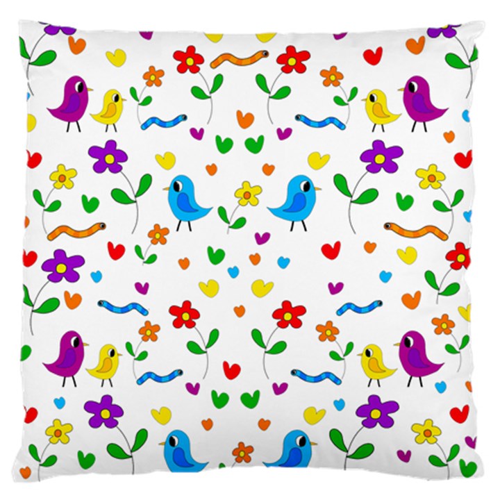 Cute birds and flowers pattern Standard Flano Cushion Case (One Side)