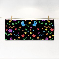 Cute Birds And Flowers Pattern - Black Cosmetic Storage Cases by Valentinaart