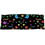 Cute birds and flowers pattern - black Body Pillow Case Dakimakura (Two Sides) Back