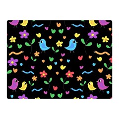 Cute Birds And Flowers Pattern - Black Double Sided Flano Blanket (mini)  by Valentinaart