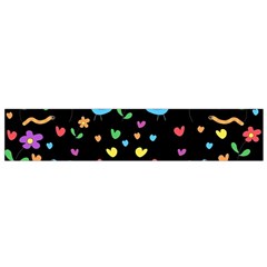 Cute Birds And Flowers Pattern - Black Flano Scarf (small)