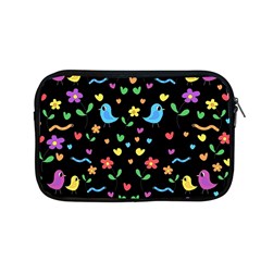 Cute Birds And Flowers Pattern - Black Apple Macbook Pro 13  Zipper Case