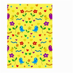 Yellow Cute Birds And Flowers Pattern Large Garden Flag (two Sides)