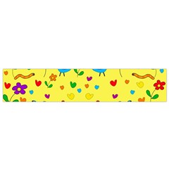 Yellow Cute Birds And Flowers Pattern Flano Scarf (small)