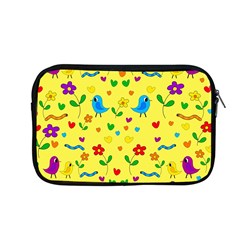 Yellow Cute Birds And Flowers Pattern Apple Macbook Pro 13  Zipper Case by Valentinaart